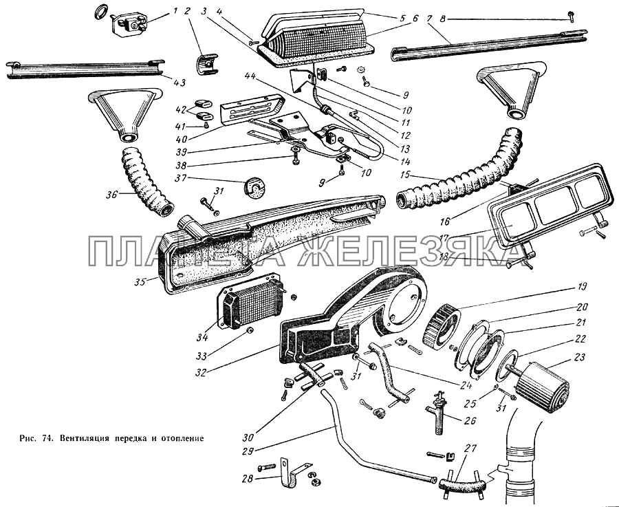 Вентиляция передка и отопление ГАЗ-52-01