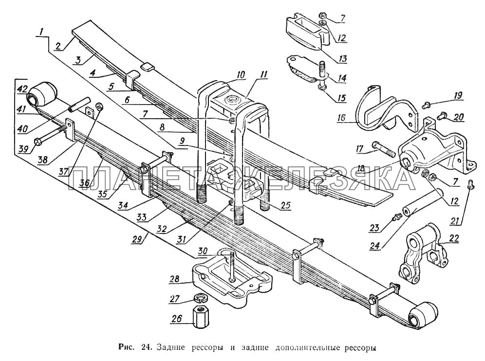 Задние рессоры и задние дополнительные рессоры ГАЗ-52-02