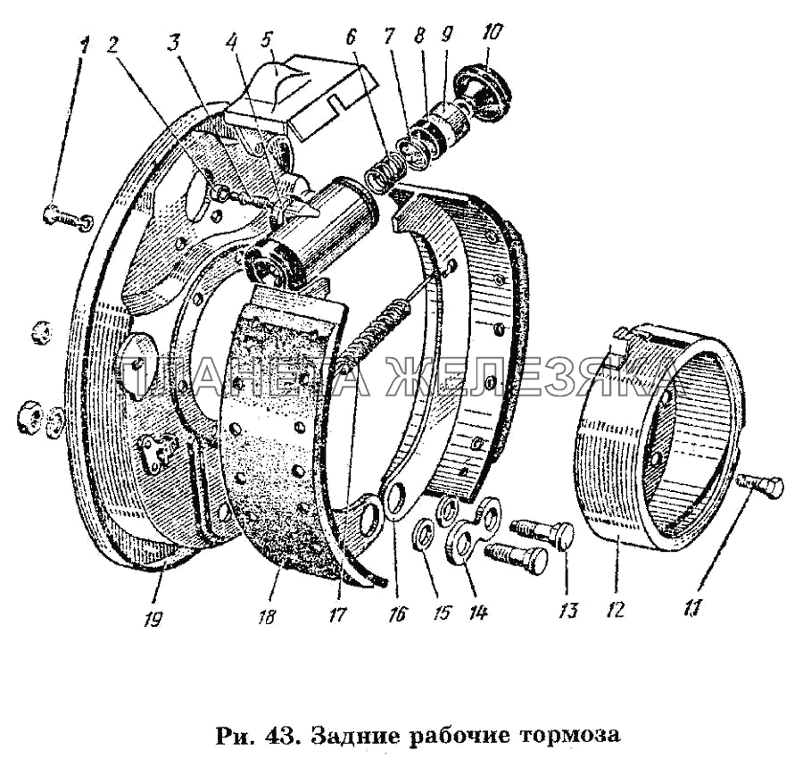 Задние рабочие тормоза ГАЗ-53 А