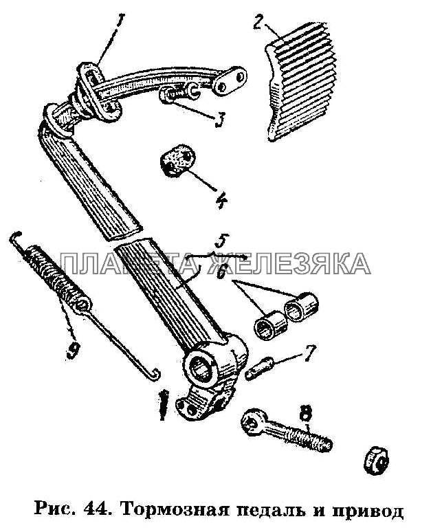 Тормозная педаль и привод ГАЗ-53 А