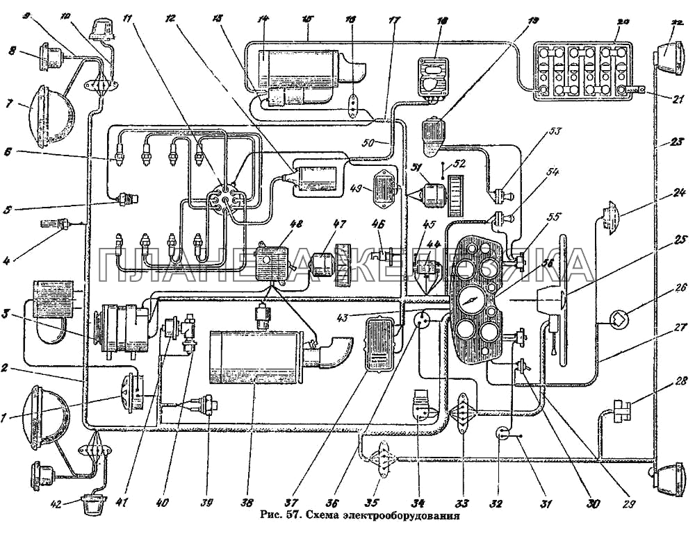 Схема электрооборудования ГАЗ-53 А