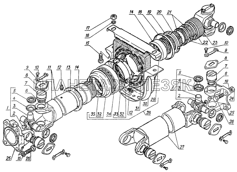 Карданный и промежуточный валы ГАЗ-5312