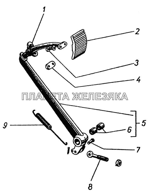 Тормозная педаль и привод ГАЗ-5312