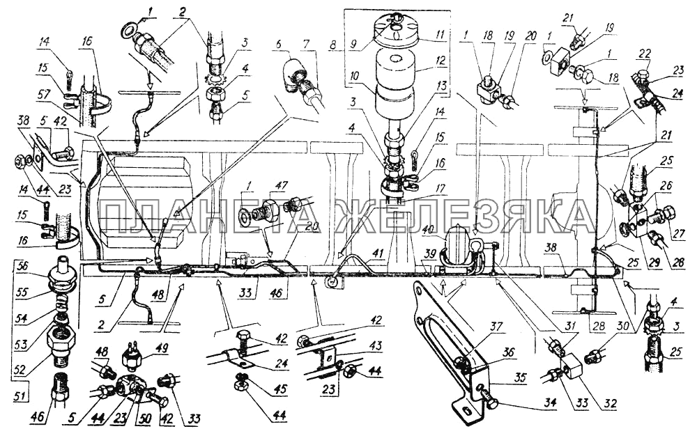 Трубопроводы гидротормозов ГАЗ-5312 Трубопроводы гидротормозов ГАЗ-5312