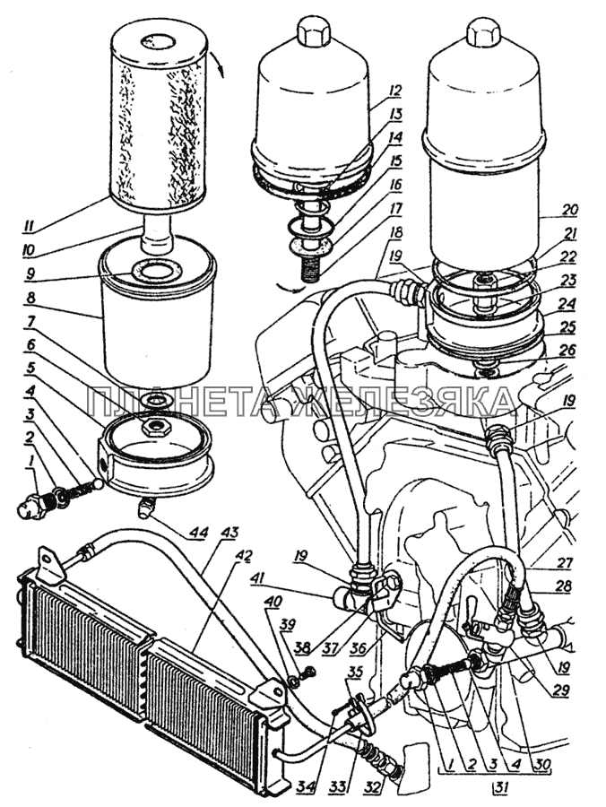 Масляный радиатор и фильтр масляный ГАЗ-5312