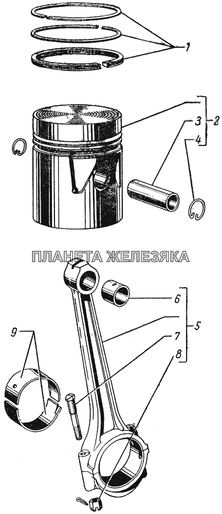 Поршни и шатуны ГАЗ-51 (63, 93)