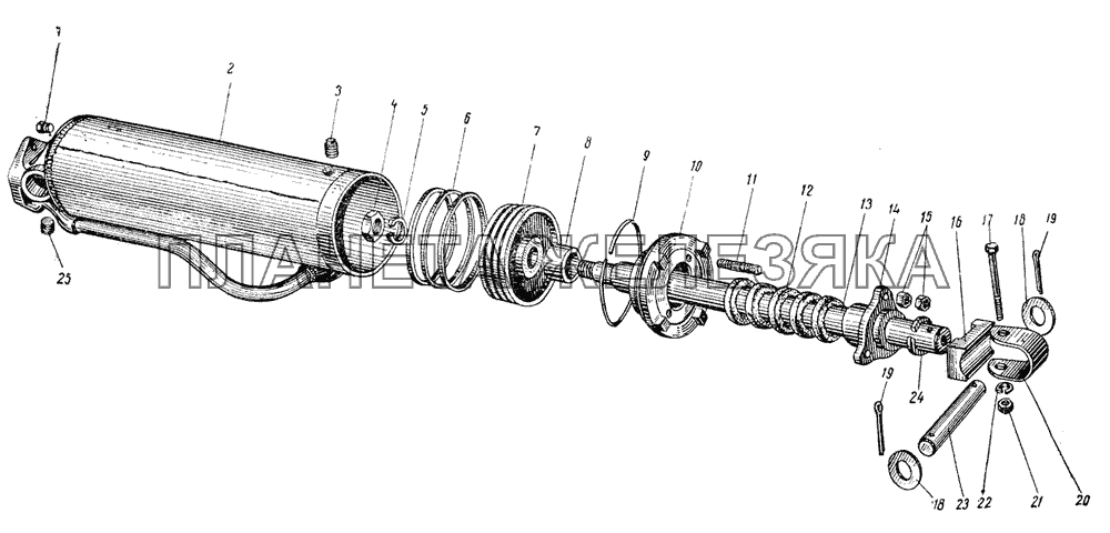 Цилиндр опрокидывающего механизма для ГАЗ-93, 93А ГАЗ-51 (63, 93)
