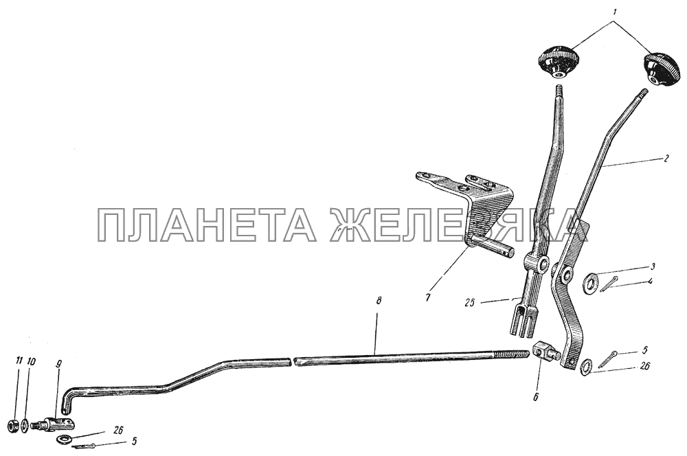 Управление насосом опрокидывающего механизма для ГАЗ-93 ГАЗ-51 (63, 93)