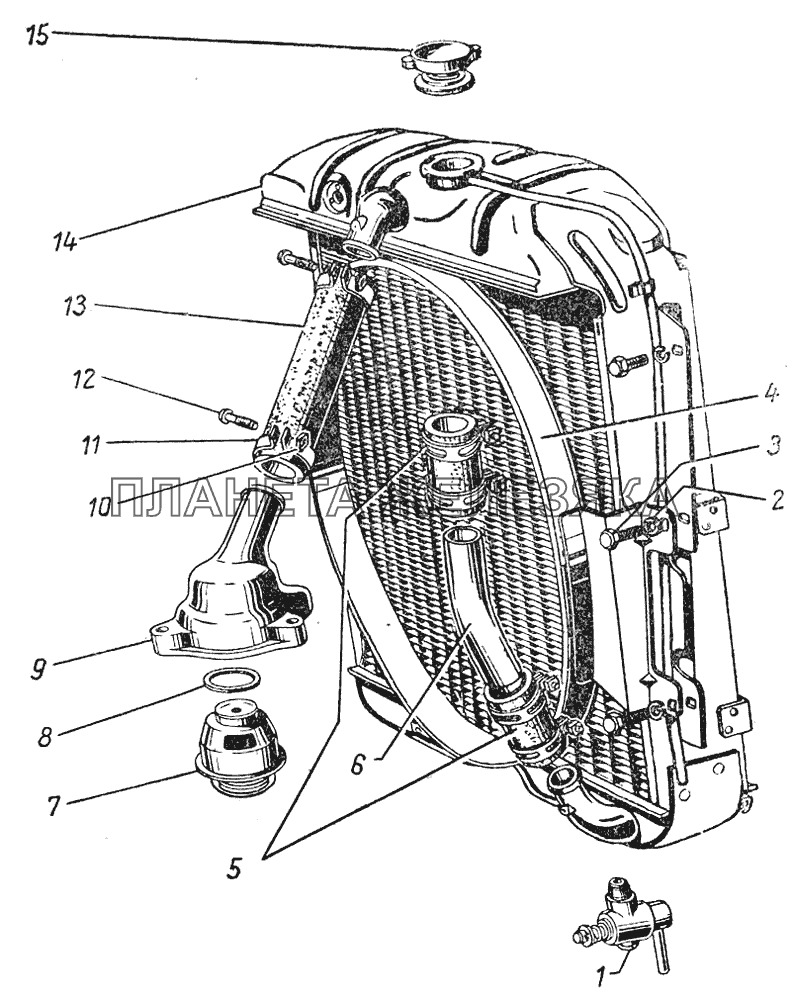 Радиатор, трубопроводы и шланги ГАЗ-51 (63, 93)