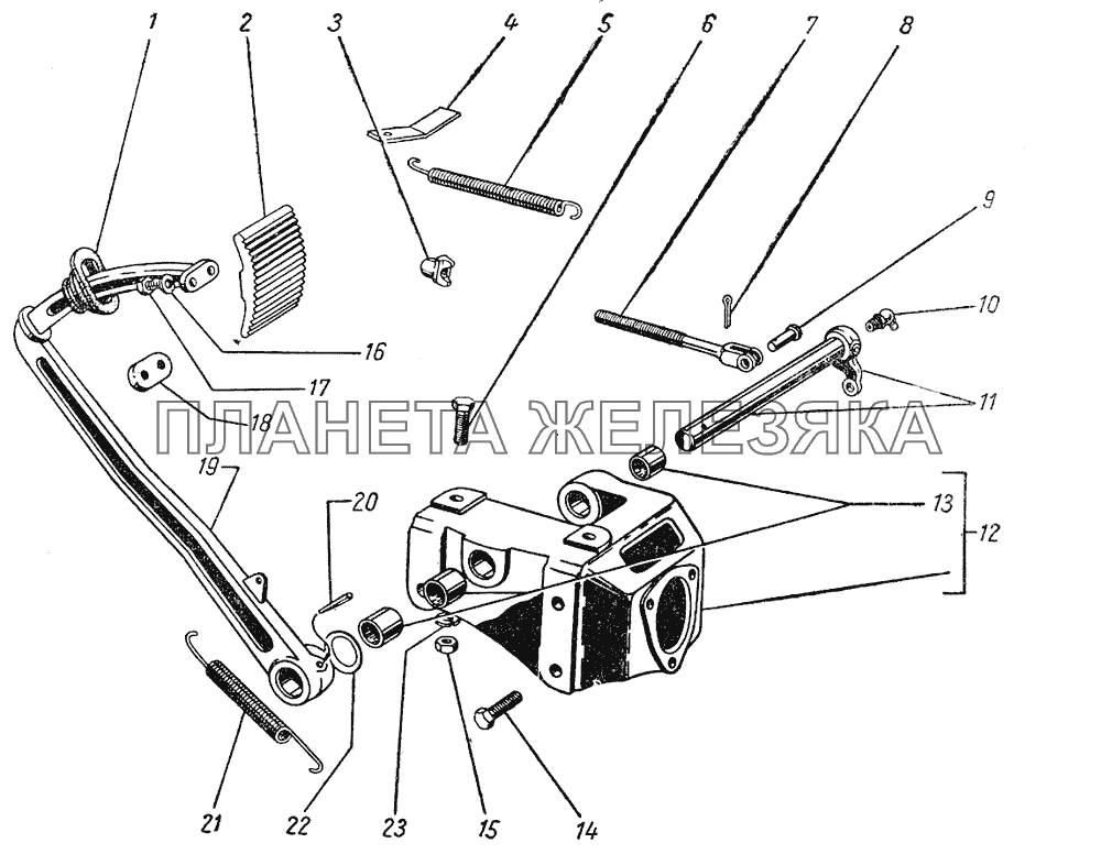 Привод выключения сцепления ГАЗ-51 (63, 93)