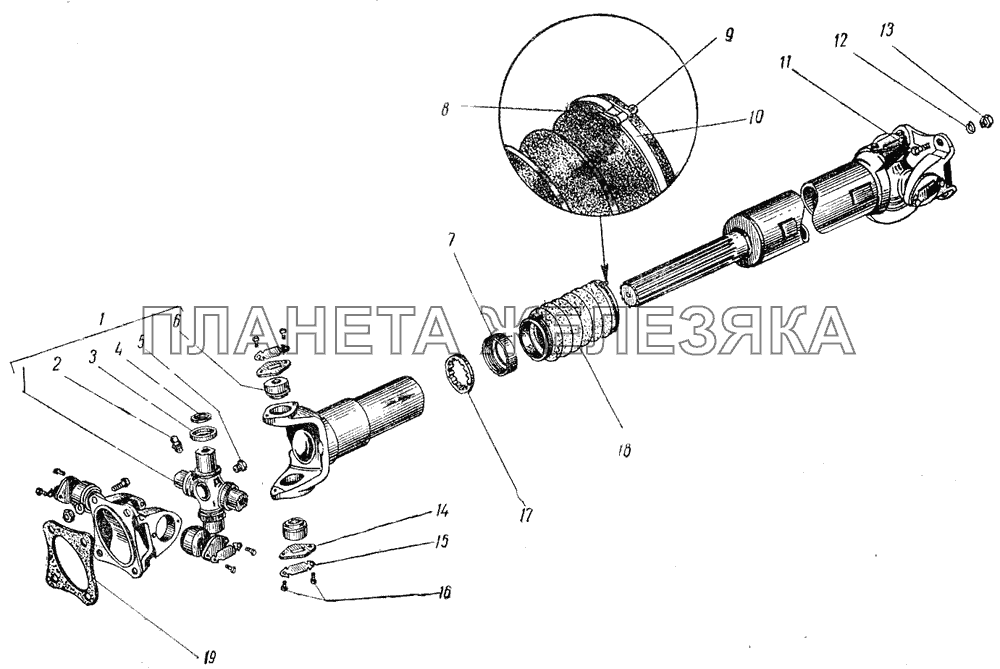 Карданный вал передний для ГАЗ-63, ГАЗ-63А, ГАЗ-63Д ГАЗ-51 (63, 93)