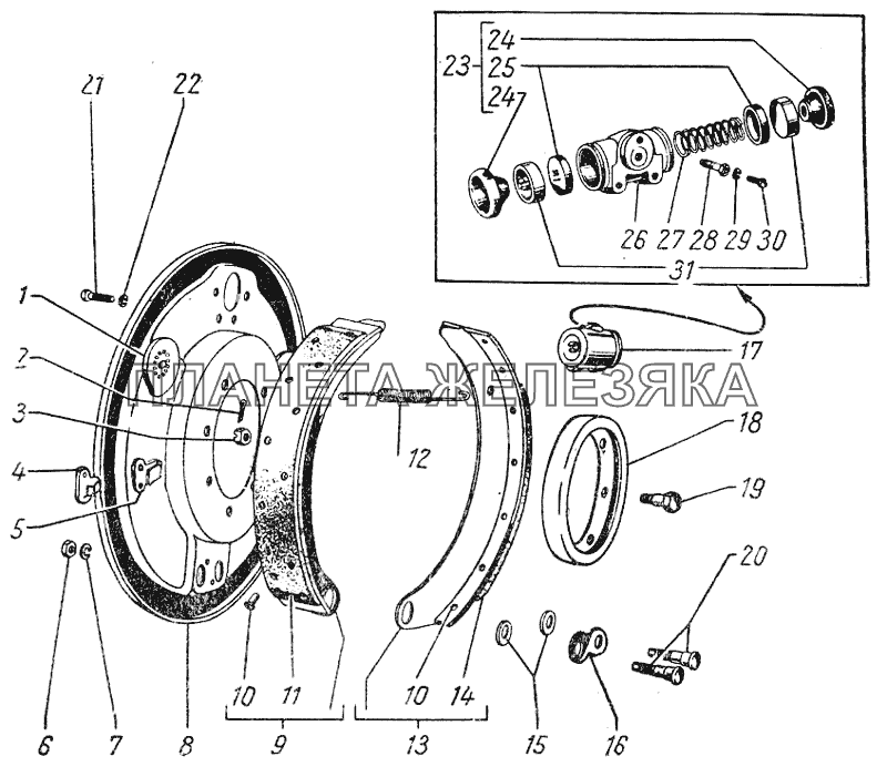 Задние ножные тормоза ГАЗ-51 (63, 93)