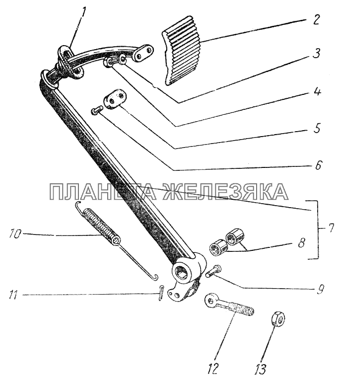 Педаль и привод тормоза ГАЗ-51 (63, 93)