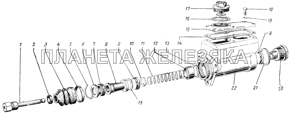 Главный цилиндр тормоза для ГАЗ-51П и ГАЗ-6ЗД ГАЗ-51 (63, 93)