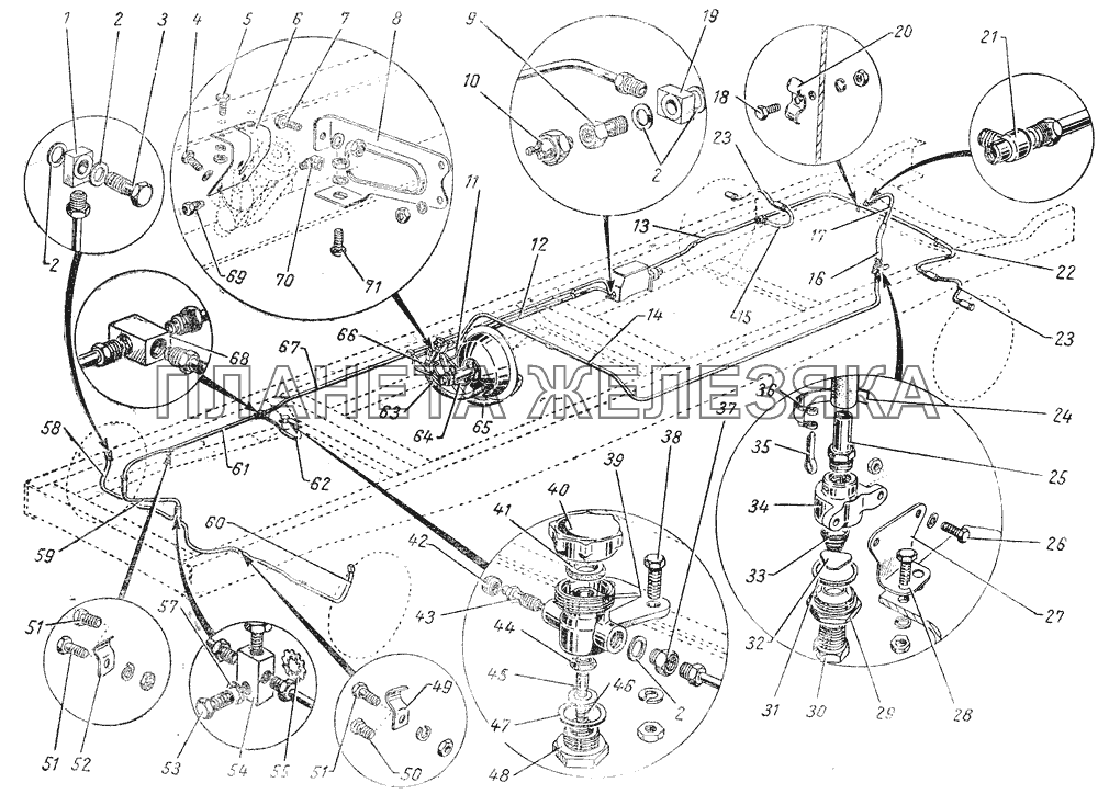 Трубопроводы гидротормозов для ГАЗ-51П ГАЗ-51 (63, 93)