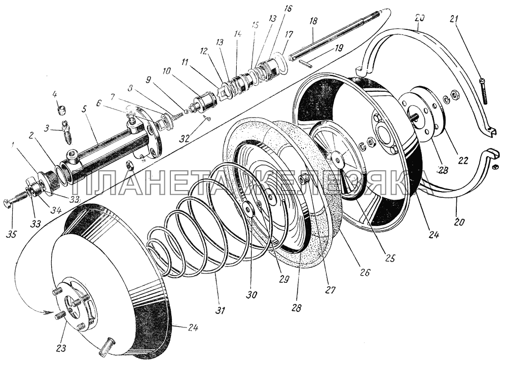 Гидровакуумный усилитель тормоза для ГАЗ-51П и ГАЗ-63Д ГАЗ-51 (63, 93)