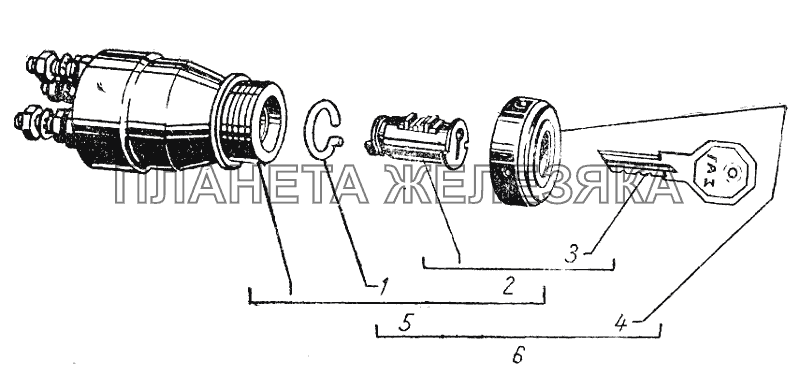Замок зажигания ГАЗ-51 (63, 93)