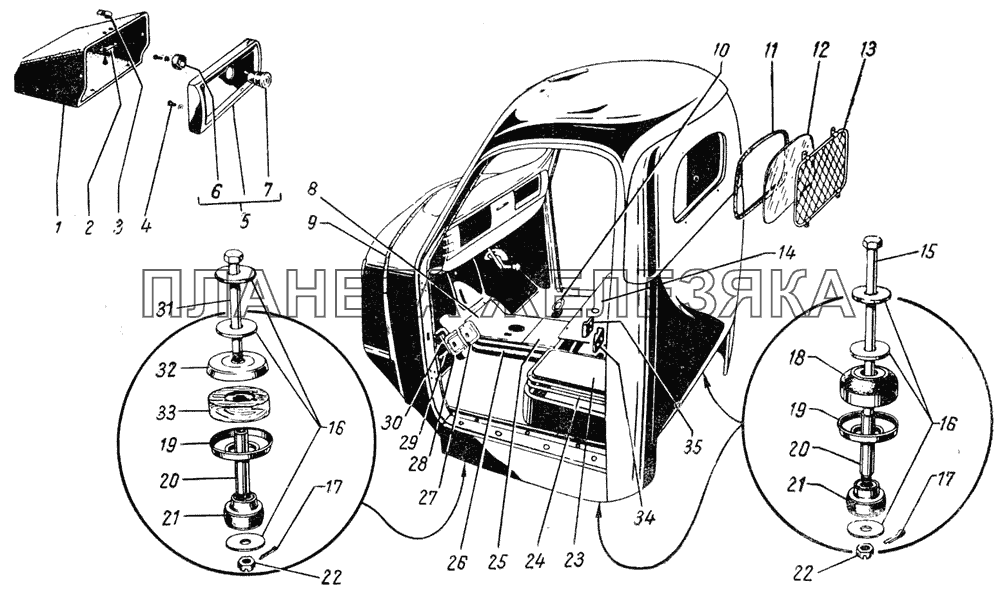 Кабина, передок, окно задка ГАЗ-51 (63, 93)