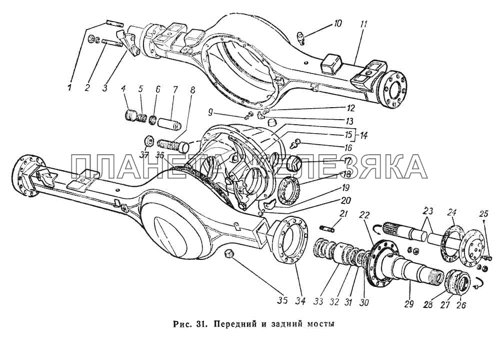 Передний и задний мосты ГАЗ-66 (Каталог 1983 г.)