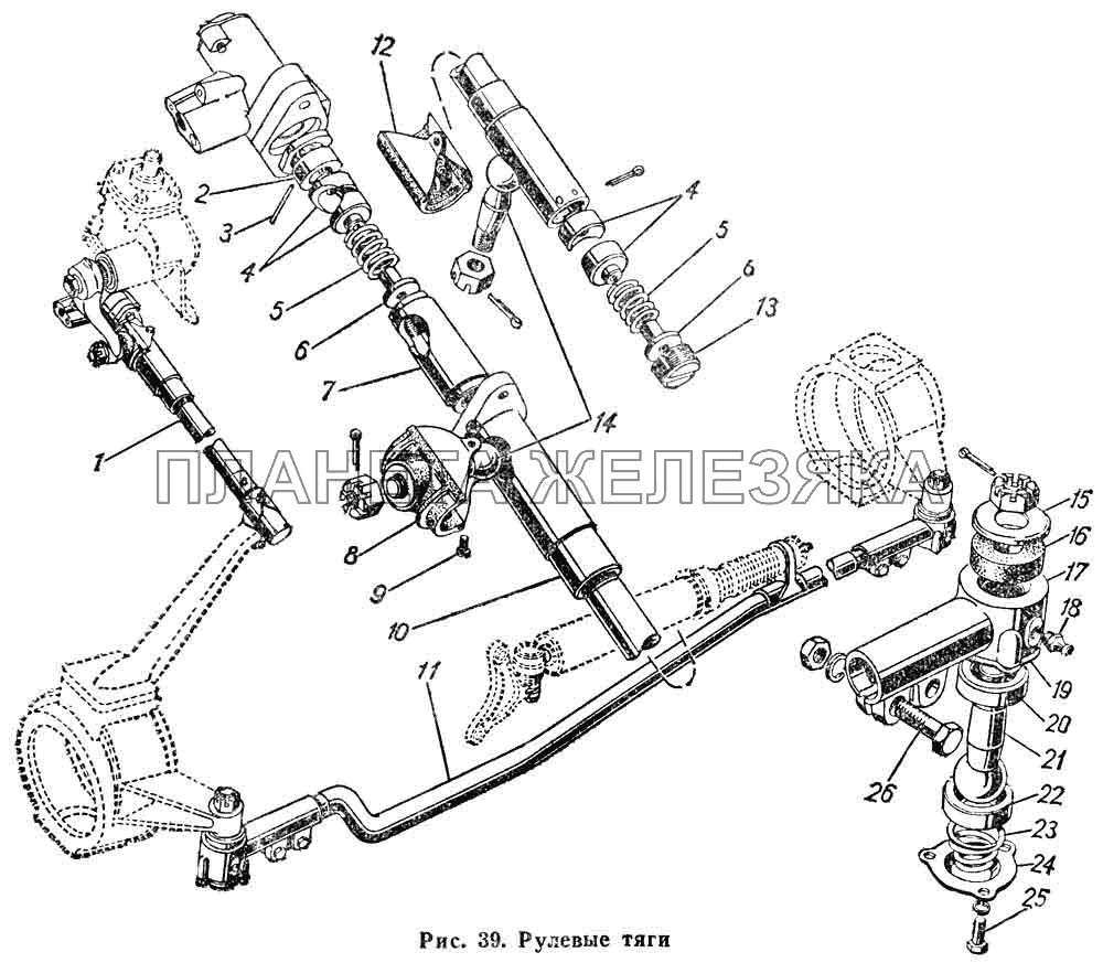 Рулевые тяги ГАЗ-66 (Каталог 1983 г.)