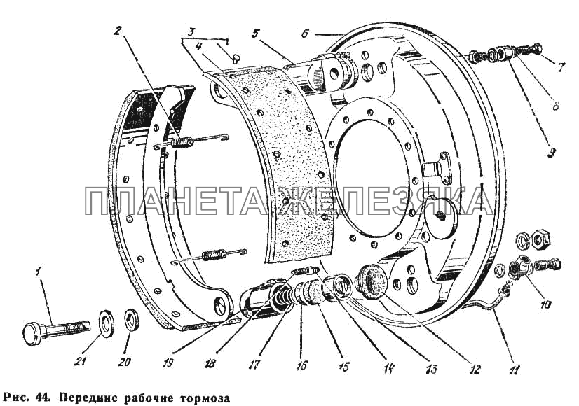 Передние рабочие тормоза ГАЗ-66 (Каталог 1983 г.)