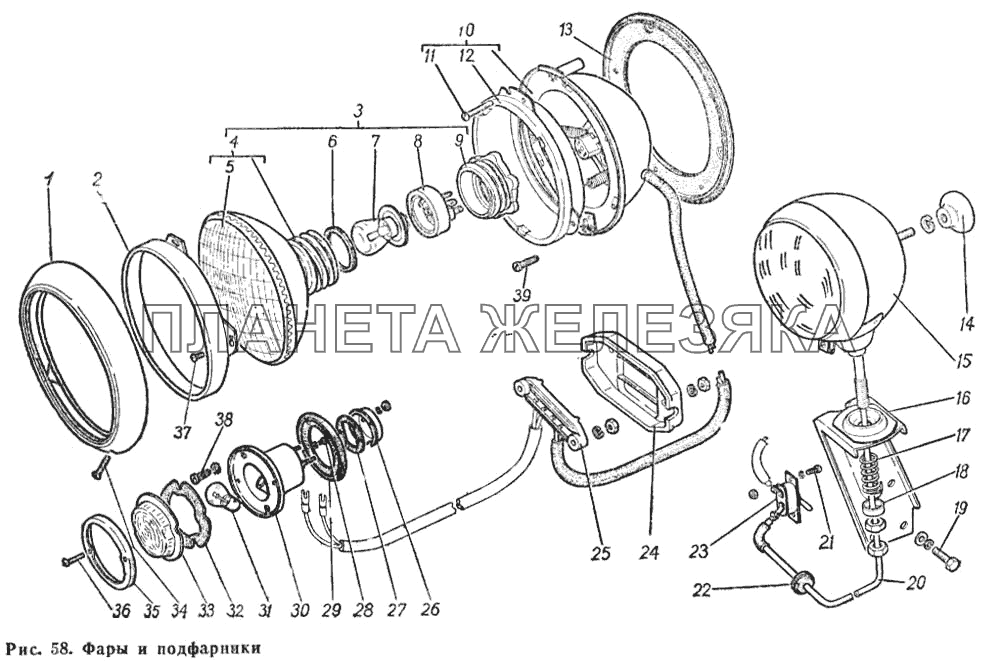 Фары и подфарники ГАЗ-66 (Каталог 1983 г.)