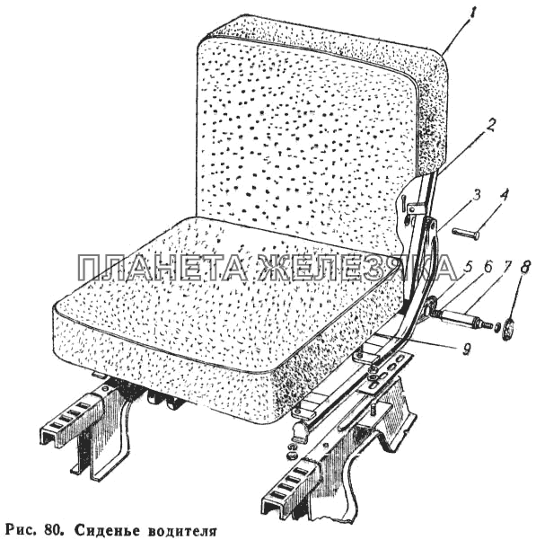 Сиденье водителя ГАЗ-66 (Каталог 1983 г.)