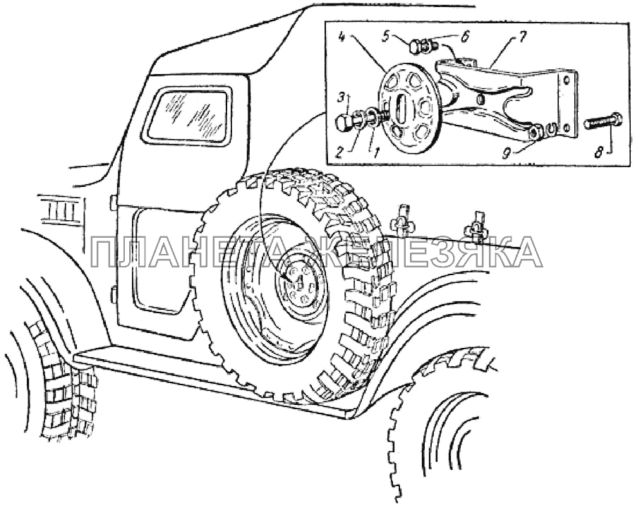 Держатель запасного колеса ГАЗ-69