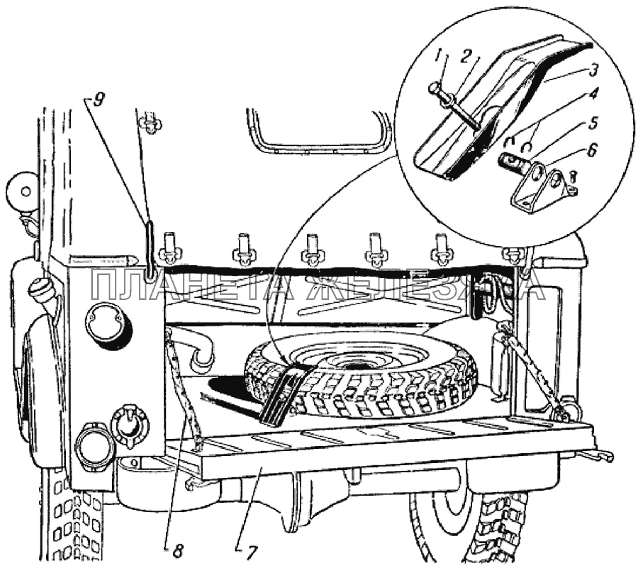 Держатель запасного колеса ГАЗ-69