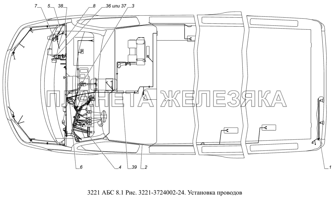 3221-3724002-24. Установка проводов ГАЗ-3221 (Уст. АБС 8.1)