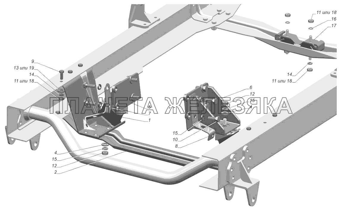 3302-1001001-30. Установка подушек подвески двигателя ГАЗ-2705 (Cummins E-4)