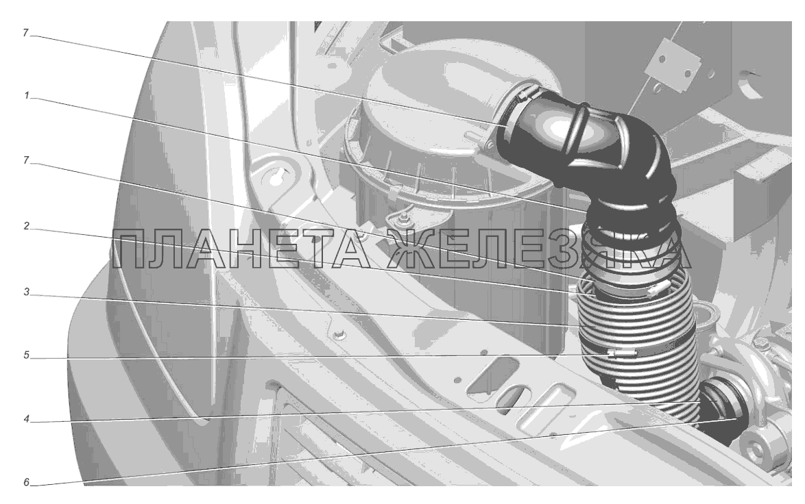 2705-1109001-10. Установка воздуховодов воздушного фильтра ГАЗ-2705 (Cummins E-4)