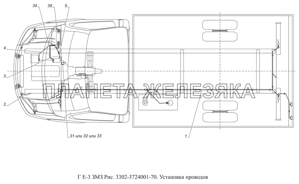 3302-3724001-70. Установка проводов ГАЗ-3302 (доп. с дв. ЗМЗ Е 3) 3302-3724001-70. Установка проводов ГАЗ-3302 (доп. с дв. ЗМЗ Е 3)