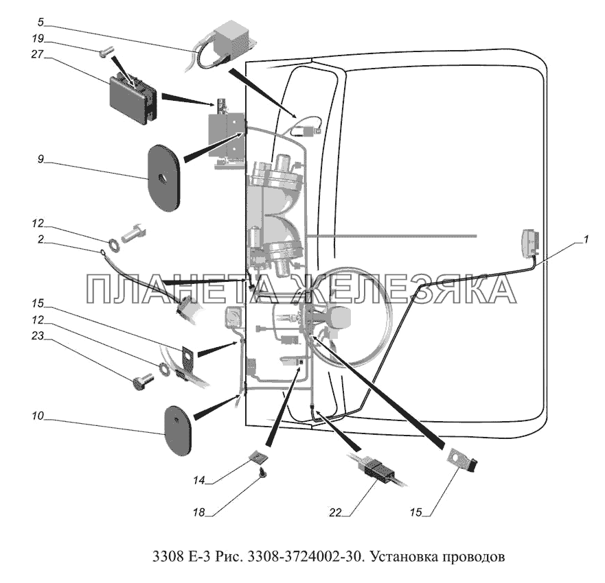 3308-3724002-30.Установка проводов ГАЗ-3308 (доп. с дв. ЗМЗ Е 3)
