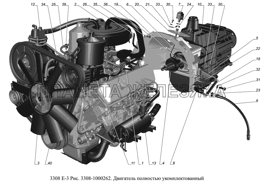 3308-1000262.Двигатель полностью укомплектованный ГАЗ-3308 (доп. с дв. ЗМЗ Е 3)