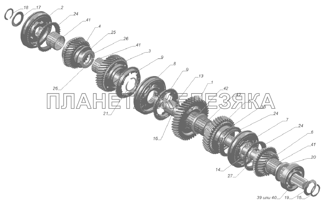 3302-1701100-30. Вал вторичный ГАЗ-3302 (Cummins E-4)