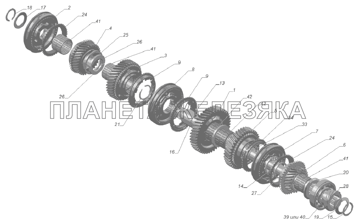 33027-1701100-10. Вал вторичный ГАЗ-3302 (Cummins E-4)