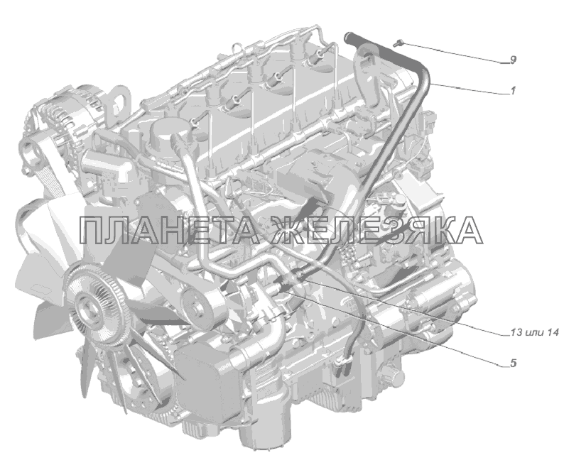 3302-8120004-20. Установка трубопроводов ГАЗ-3302 (Cummins E-4)