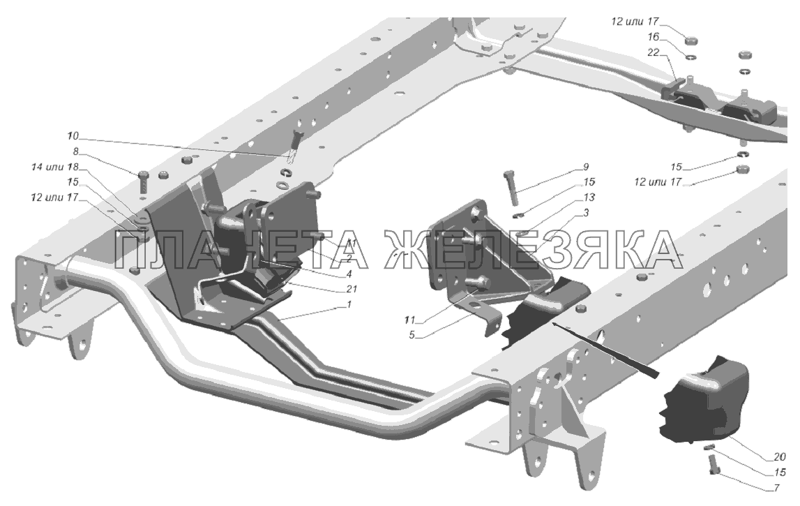 3302-1001001-50. Установка подушек подвески двигателя ГАЗ-3302 (Cummins E-4)