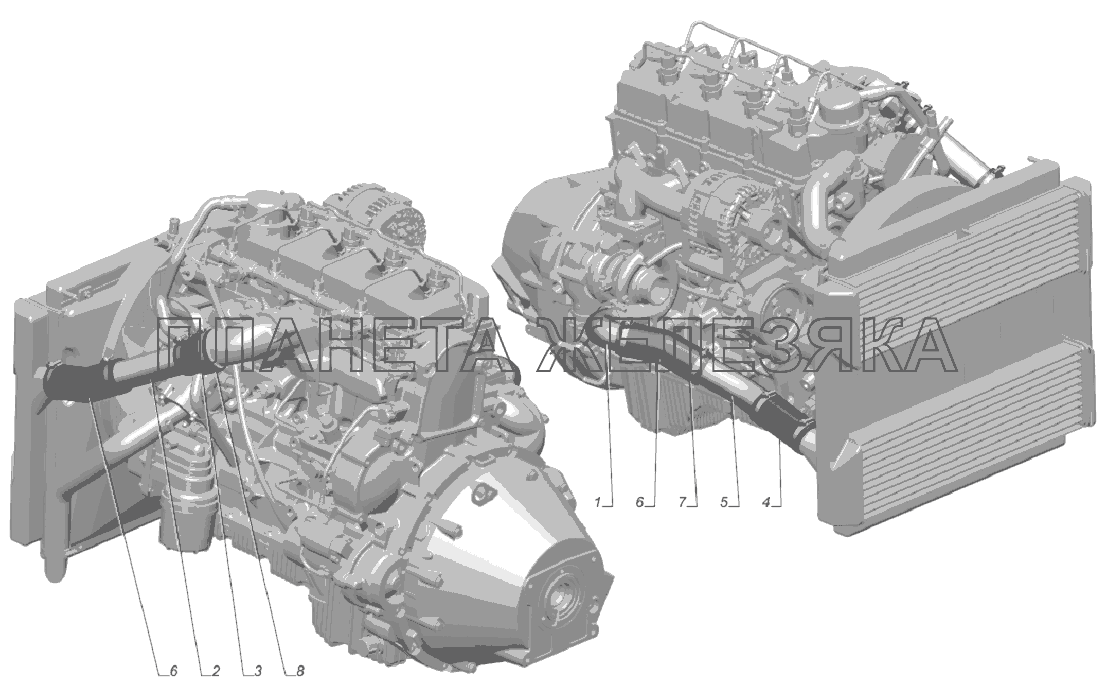 3302-1173001-60. Установка трубопроводов охладителя наддува ГАЗ-3302 (Cummins E-4)