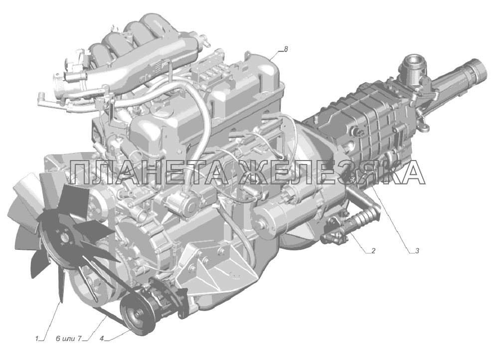 33025-1000253. Двигатель полностью укомплектованный ГАЗ-3302, 2705 (доп. для ГБО)