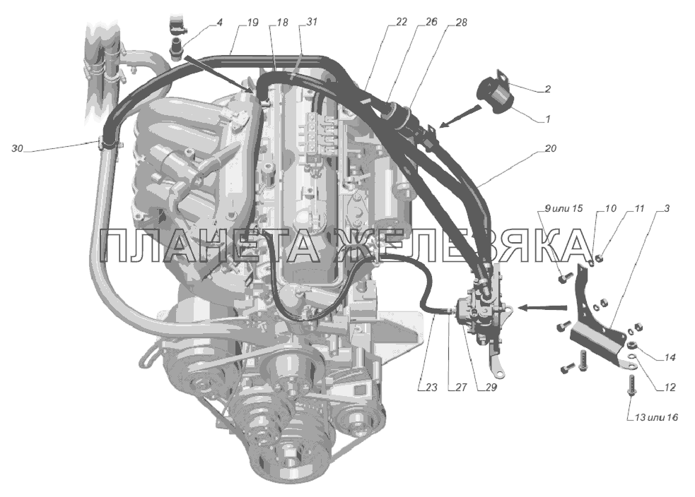 33025-4400001-20. Установка газового оборудования ГАЗ-3302, 2705 (доп. для ГБО)