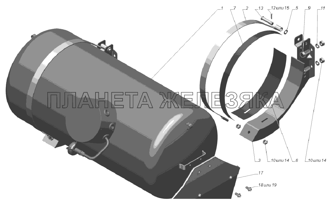 33025-4401001-20. Установка газового баллона ГАЗ-3302, 2705 (доп. для ГБО)