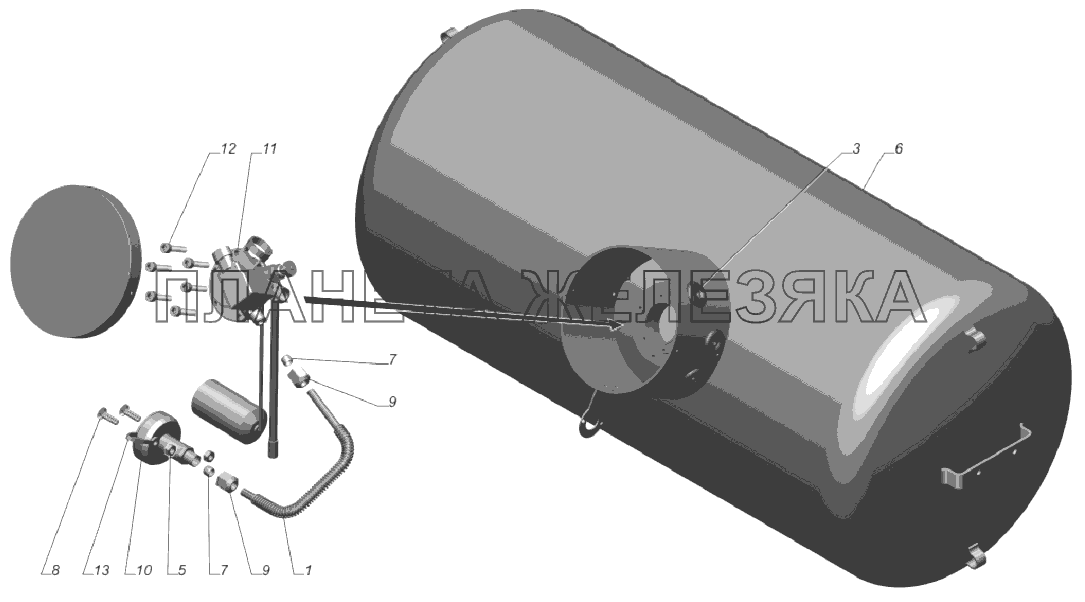 33025-4401010-30. Баллон газовый с арматурой ГАЗ-3302, 2705 (доп. для ГБО)