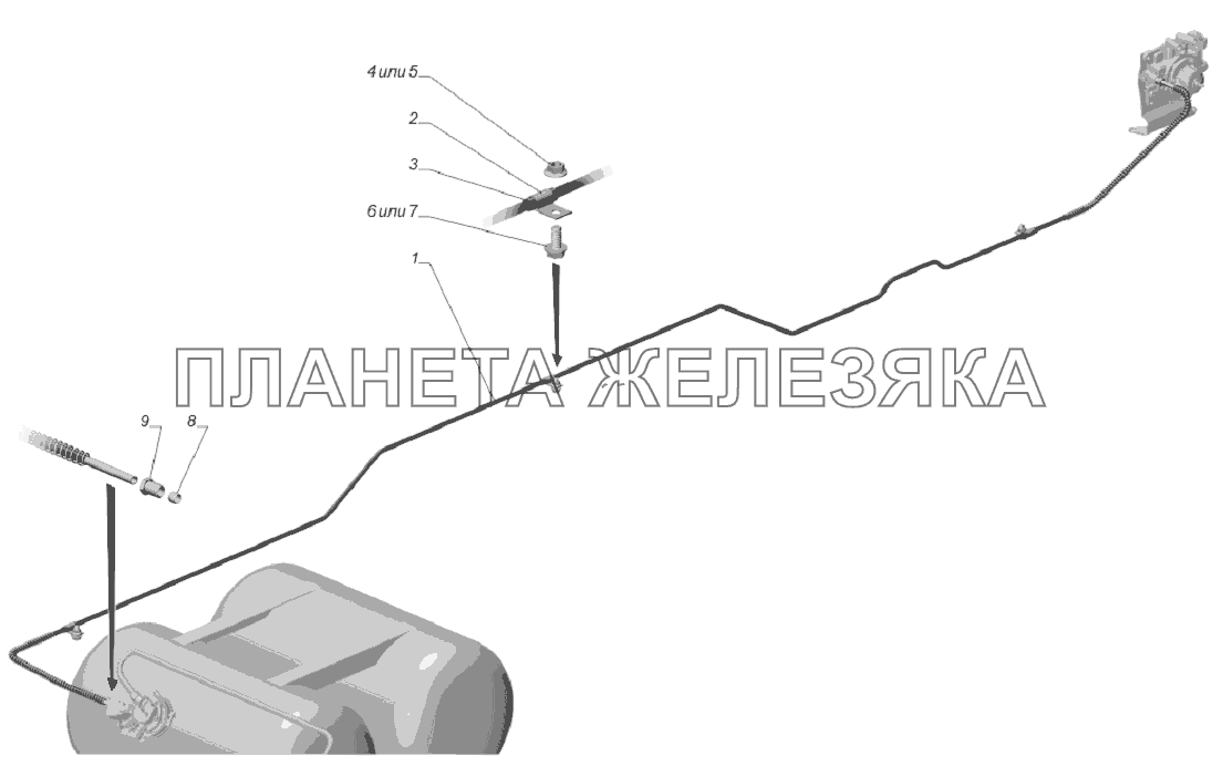 27055-4408001. Установка трубки от блока газовых баллонов к редуктору ГАЗ-3302, 2705 (доп. для ГБО)