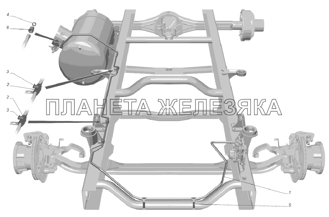 33025-4408001-30. Установка трубки от газового баллона к редуктору ГАЗ-3302, 2705 (доп. для ГБО)