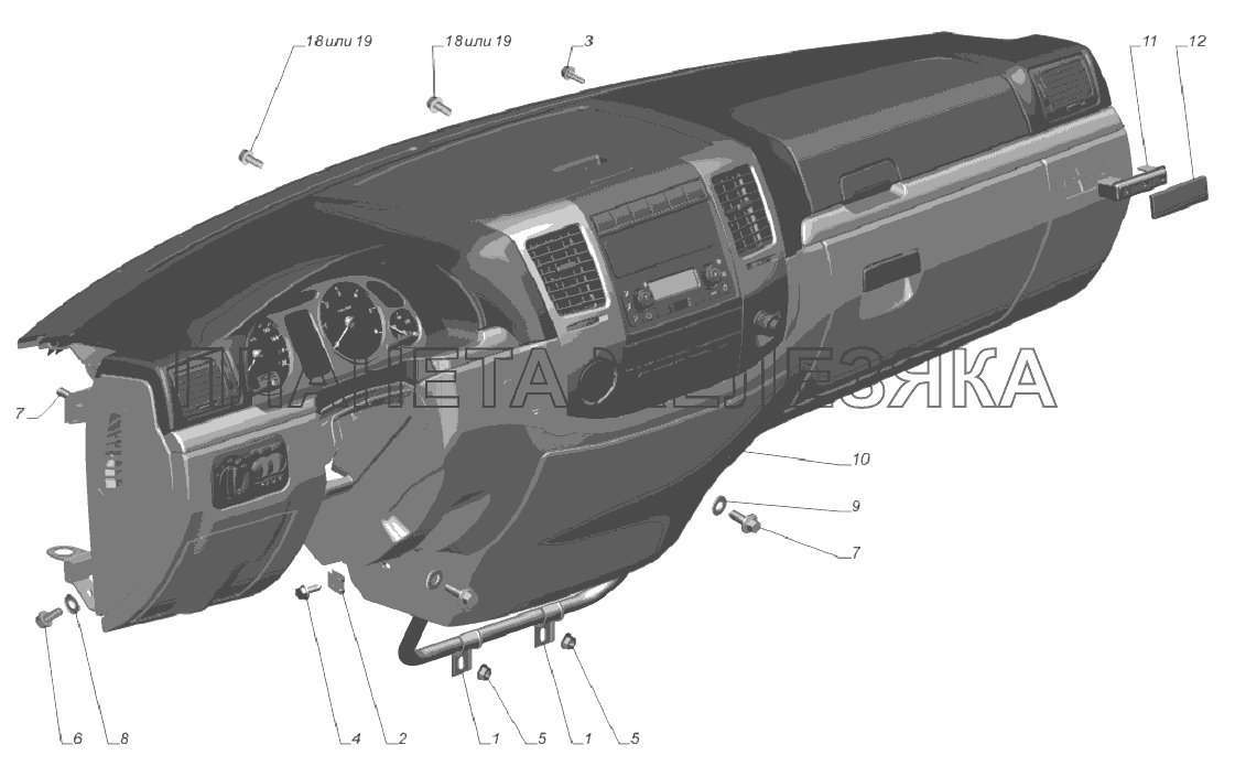 2705-5325002-970. Установка панели приборов ГАЗ-3302, 2705 (доп. для ГБО)