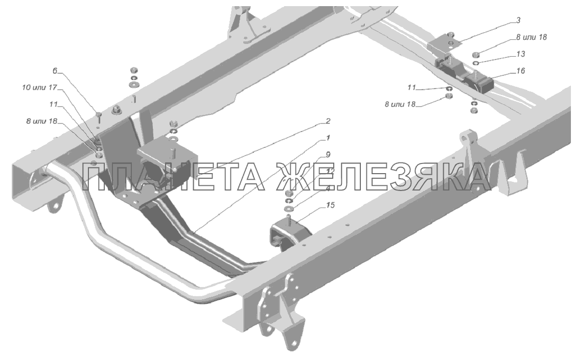 33025-1001001. Установка подушек подвески двигателя ГАЗ-3302, 2705 (доп. для ГБО)