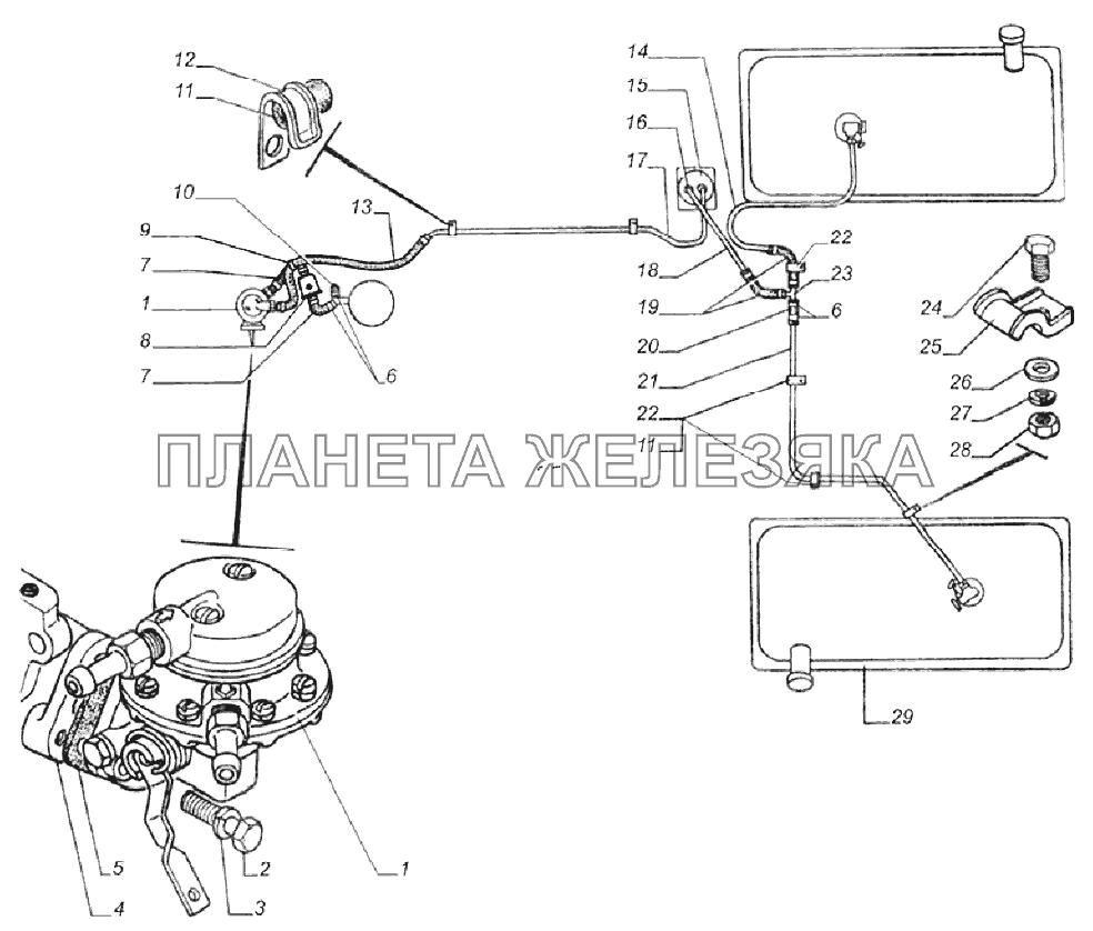Трубопроводы топливные автомобиля с дв. ЗМЗ-4063 и двумя топливными баками ГАЗель 4x4 (Дополнение)