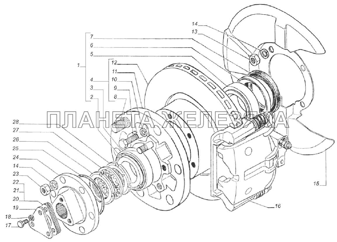 Ступица переднего колеса, дисковый тормоз ГАЗель 4x4 (Дополнение)